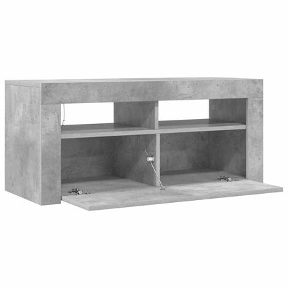 Meuble TV vidaXL avec lumières LED gris béton 90x35x40 cm
