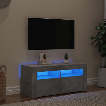 Meuble TV vidaXL avec lumières LED gris béton 90x35x40 cm