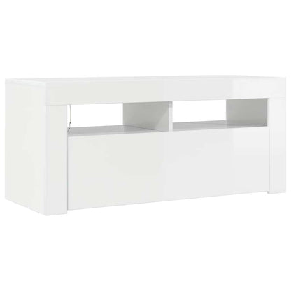 Meuble TV vidaXL avec lumières LED blanc brillant 90x35x40 cm