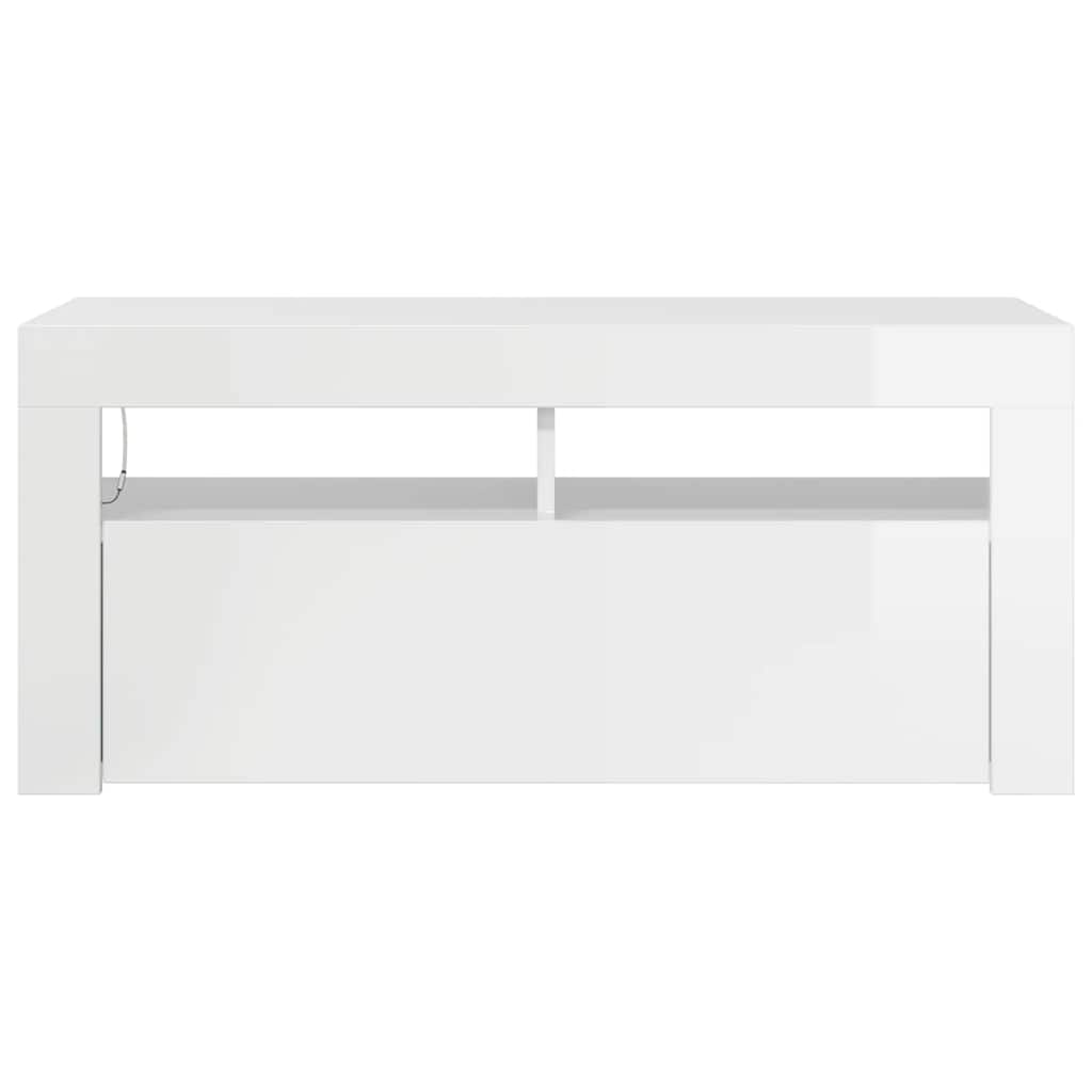 Meuble TV vidaXL avec lumières LED blanc brillant 90x35x40 cm
