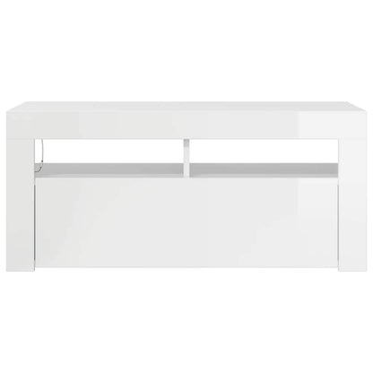 Meuble TV vidaXL avec lumières LED blanc brillant 90x35x40 cm