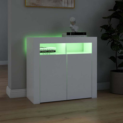 vidaXL Sideboard mit LED-Leuchten Weiß 80x35x75 cm