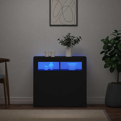 Sideboard mit LED-Leuchten Schwarz 80x35x75 cm