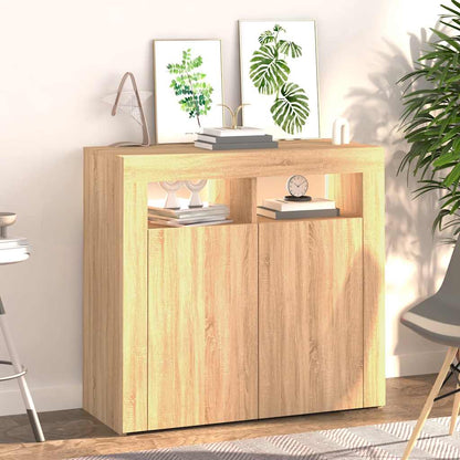 vidaXL Buffet avec lumières LED Chêne Sonoma 80x35x75 cm