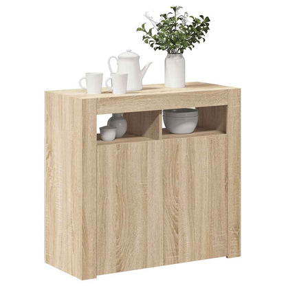 vidaXL Buffet avec lumières LED Chêne Sonoma 80x35x75 cm