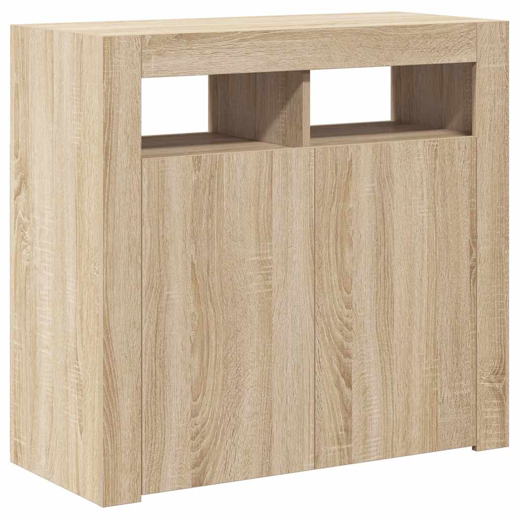 vidaXL Buffet avec lumières LED Chêne Sonoma 80x35x75 cm