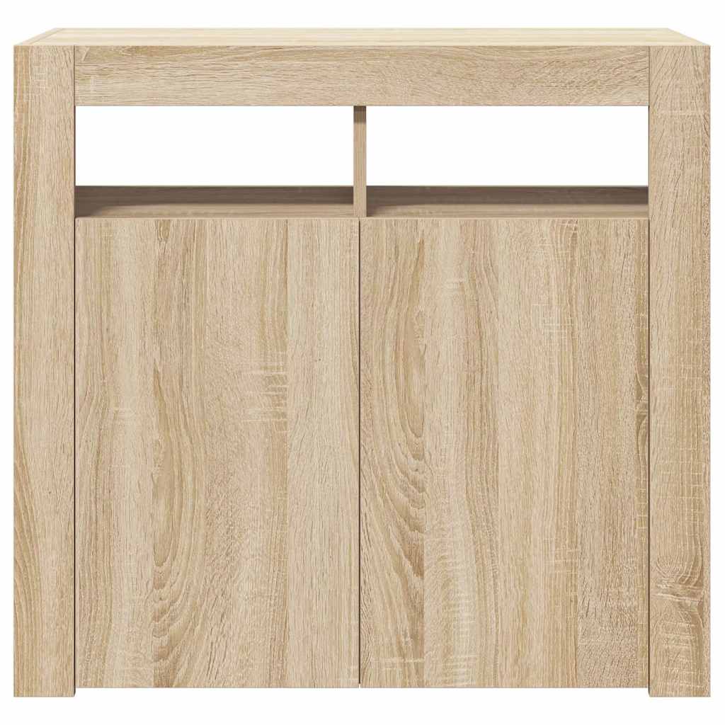 vidaXL Buffet avec lumières LED Chêne Sonoma 80x35x75 cm