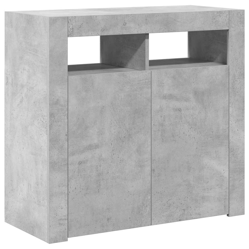 vidaXL Buffet avec lumières LED gris béton 80x35x75 cm