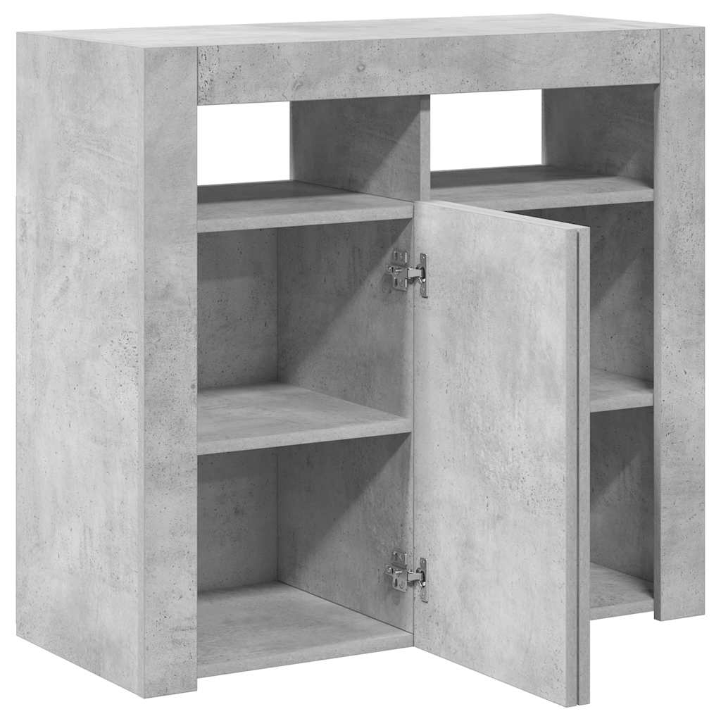 vidaXL Buffet avec lumières LED gris béton 80x35x75 cm