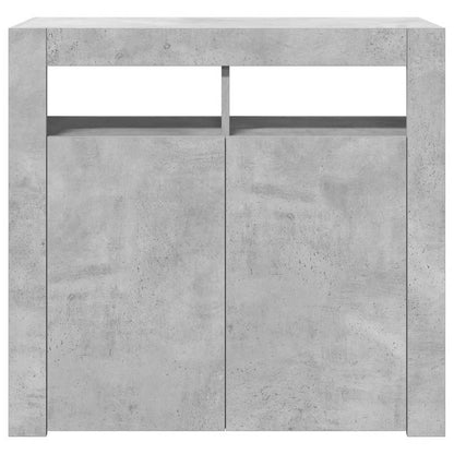 vidaXL Buffet avec lumières LED gris béton 80x35x75 cm