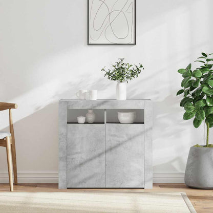 vidaXL Buffet avec lumières LED gris béton 80x35x75 cm