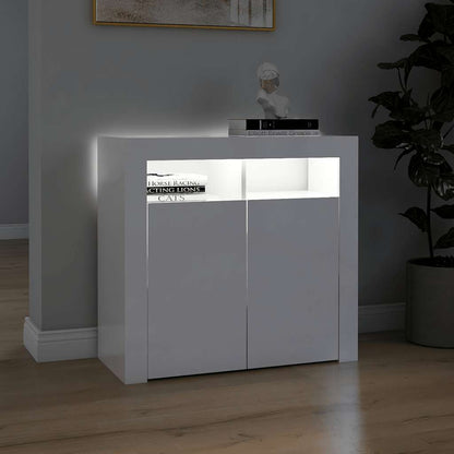 vidaXL Sideboard mit LED-Leuchten Hochglanz-Weiß 80x35x75 cm