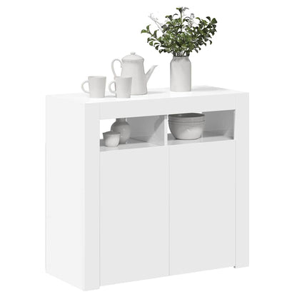 vidaXL Sideboard mit LED-Leuchten Hochglanz-Weiß 80x35x75 cm