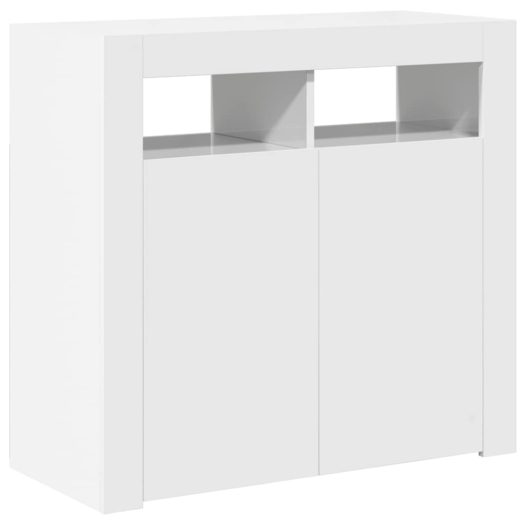 vidaXL Sideboard mit LED-Leuchten Hochglanz-Weiß 80x35x75 cm