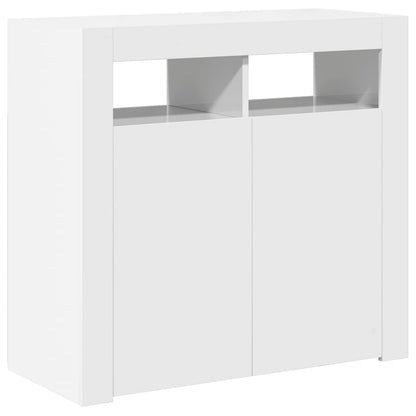 vidaXL Sideboard mit LED-Leuchten Hochglanz-Weiß 80x35x75 cm