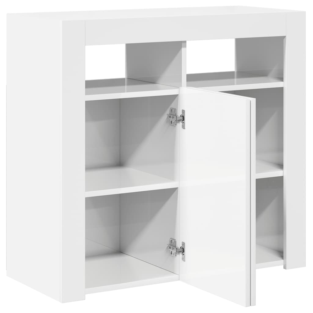 vidaXL Sideboard mit LED-Leuchten Hochglanz-Weiß 80x35x75 cm