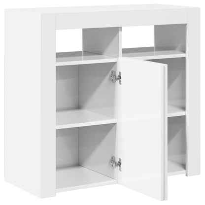 vidaXL Sideboard mit LED-Leuchten Hochglanz-Weiß 80x35x75 cm