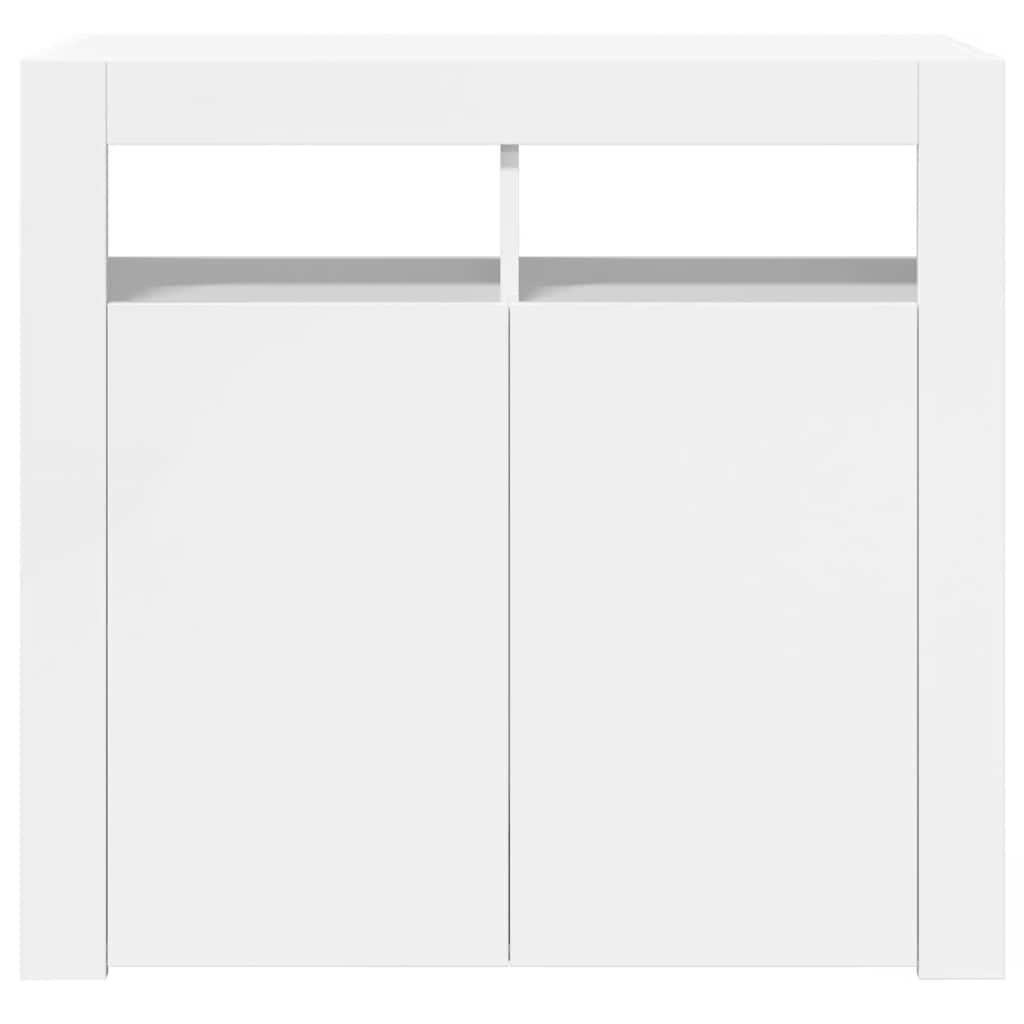 vidaXL Sideboard mit LED-Leuchten Hochglanz-Weiß 80x35x75 cm