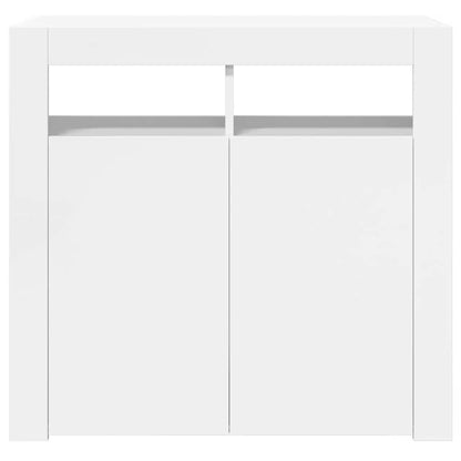 vidaXL Sideboard mit LED-Leuchten Hochglanz-Weiß 80x35x75 cm