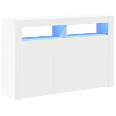 vidaXL Buffet avec lumières LED Blanc 115,5x30x75 cm