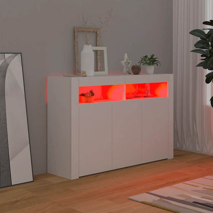 vidaXL Buffet avec lumières LED Blanc 115,5x30x75 cm