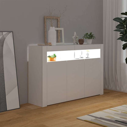 vidaXL Buffet avec lumières LED Blanc 115,5x30x75 cm