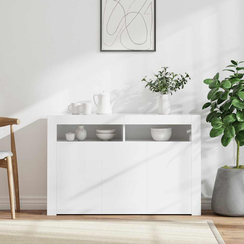 vidaXL Buffet avec lumières LED Blanc 115,5x30x75 cm