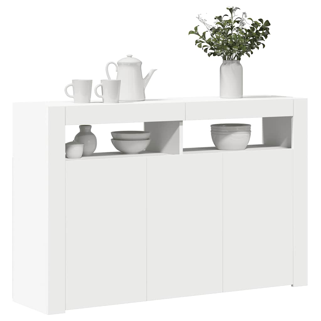 vidaXL Buffet avec lumières LED Blanc 115,5x30x75 cm