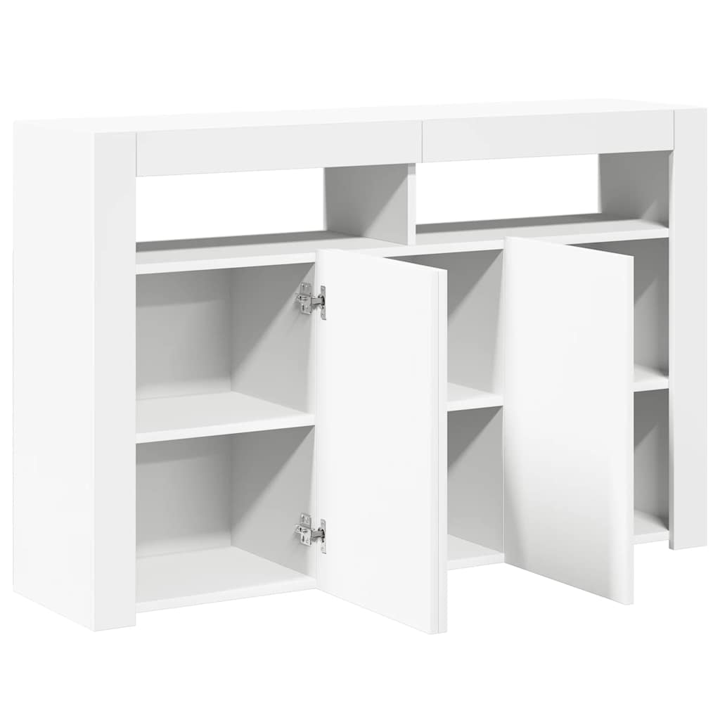 vidaXL Buffet avec lumières LED Blanc 115,5x30x75 cm