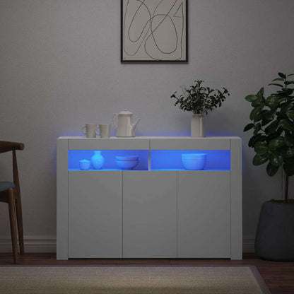 vidaXL Buffet avec lumières LED Blanc 115,5x30x75 cm