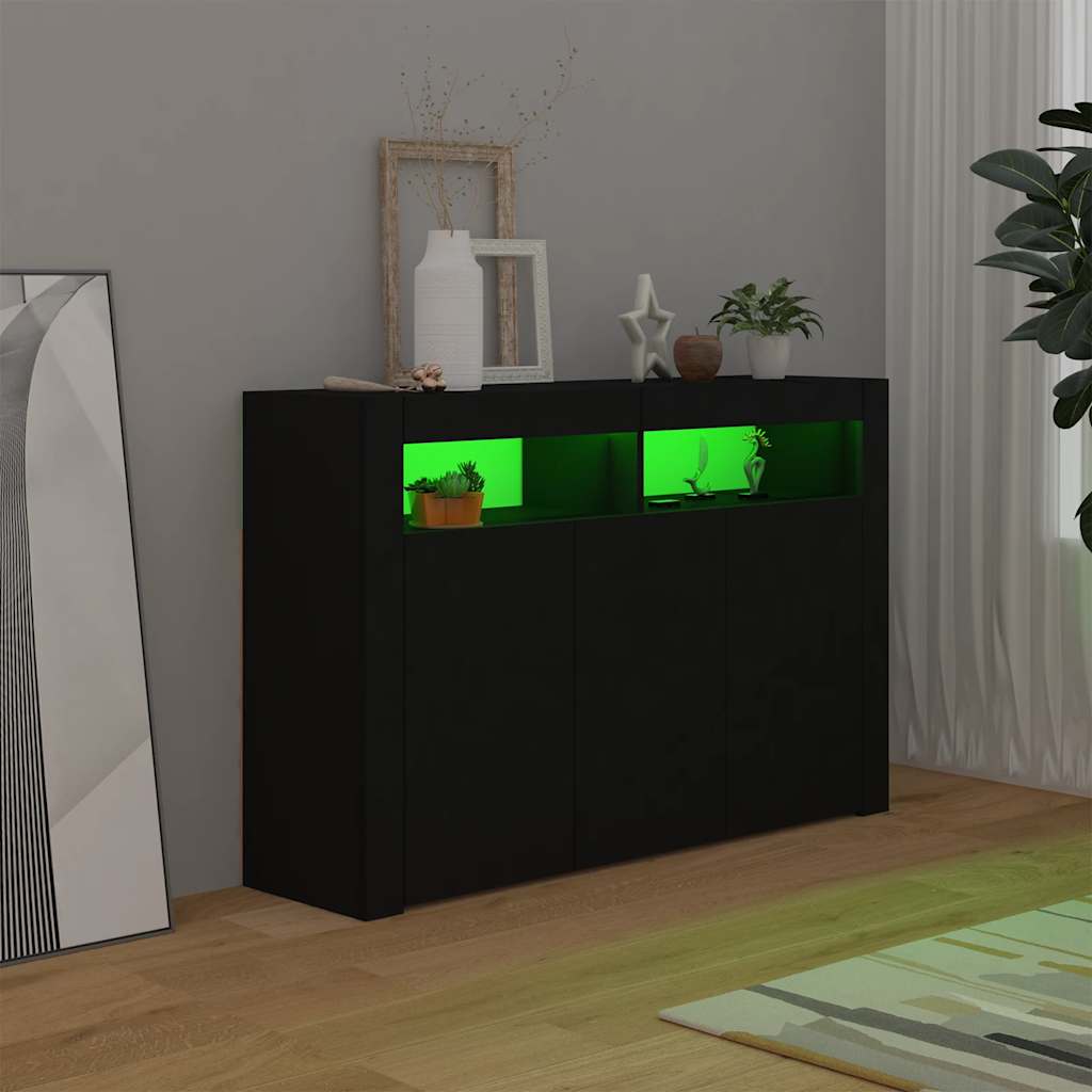 vidaXL Buffet avec lumières LED Noir 115,5x30x75 cm