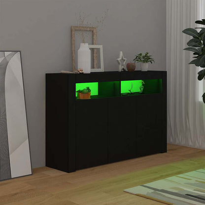 vidaXL Buffet avec lumières LED Noir 115,5x30x75 cm