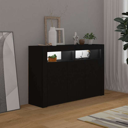 vidaXL Buffet avec lumières LED Noir 115,5x30x75 cm