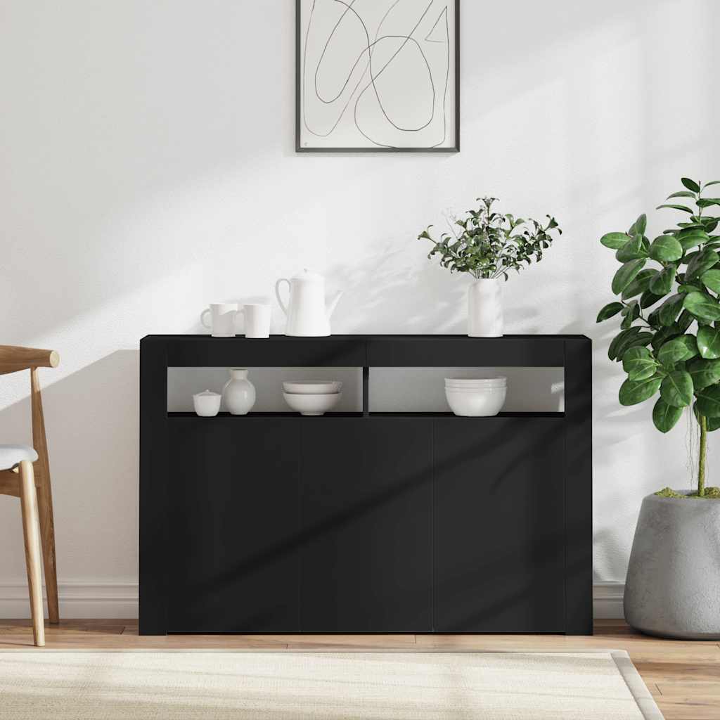 vidaXL Buffet avec lumières LED Noir 115,5x30x75 cm