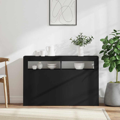 vidaXL Buffet avec lumières LED Noir 115,5x30x75 cm
