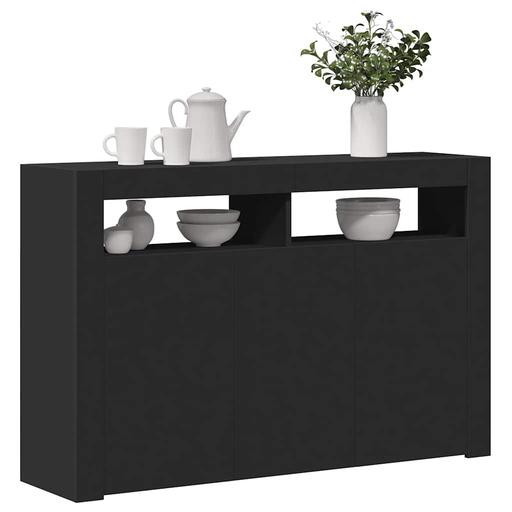 vidaXL Buffet avec lumières LED Noir 115,5x30x75 cm