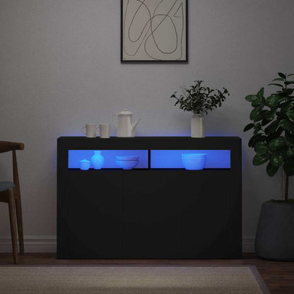 vidaXL Buffet avec lumières LED Noir 115,5x30x75 cm
