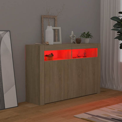 vidaXL Buffet avec lumières LED Chêne Sonoma 115,5x30x75 cm