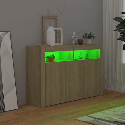 vidaXL Buffet avec lumières LED Chêne Sonoma 115,5x30x75 cm