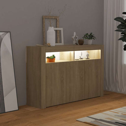 vidaXL Buffet avec lumières LED Chêne Sonoma 115,5x30x75 cm