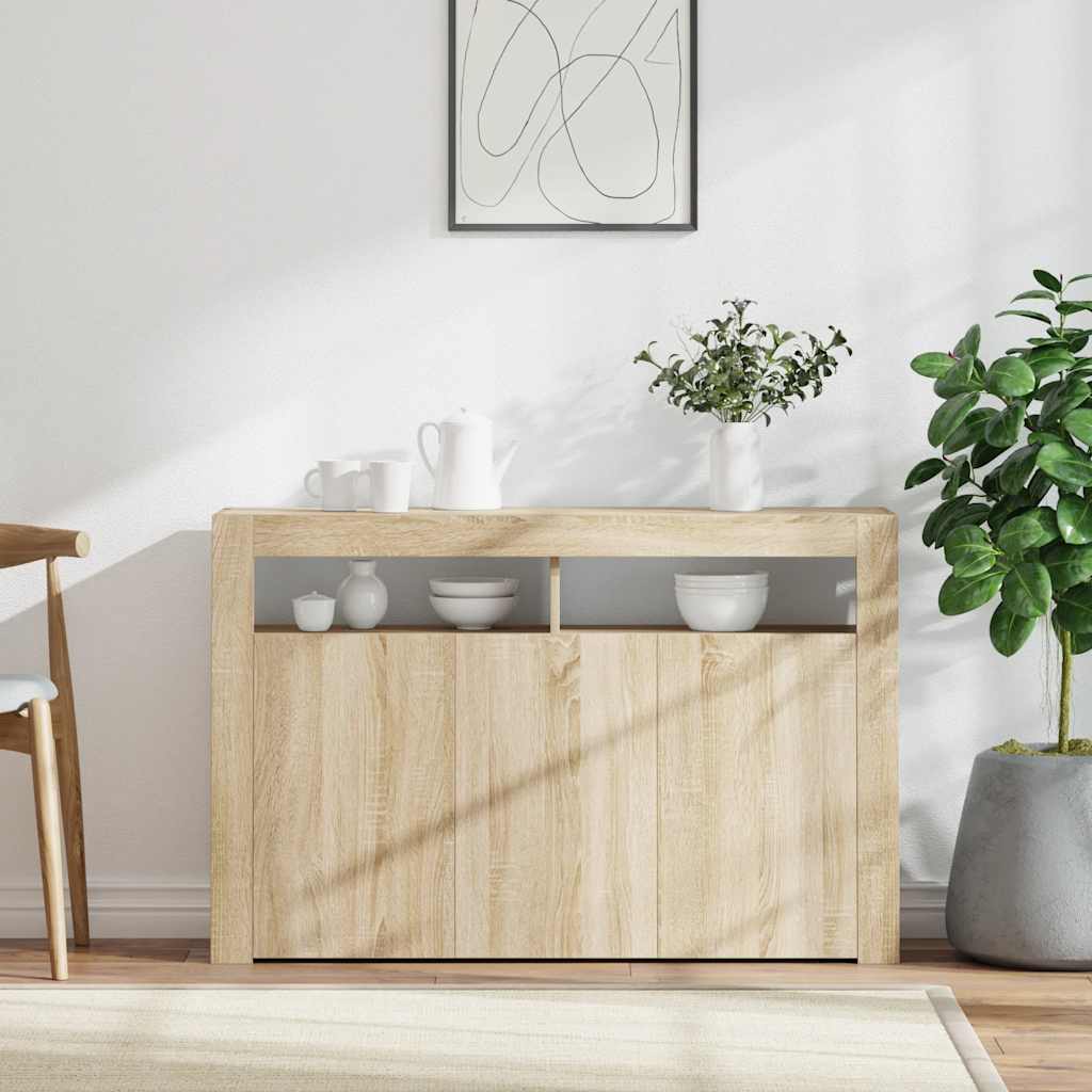 vidaXL Buffet avec lumières LED Chêne Sonoma 115,5x30x75 cm