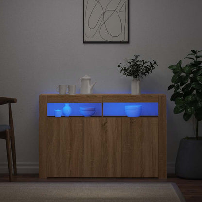 vidaXL Buffet avec lumières LED Chêne Sonoma 115,5x30x75 cm