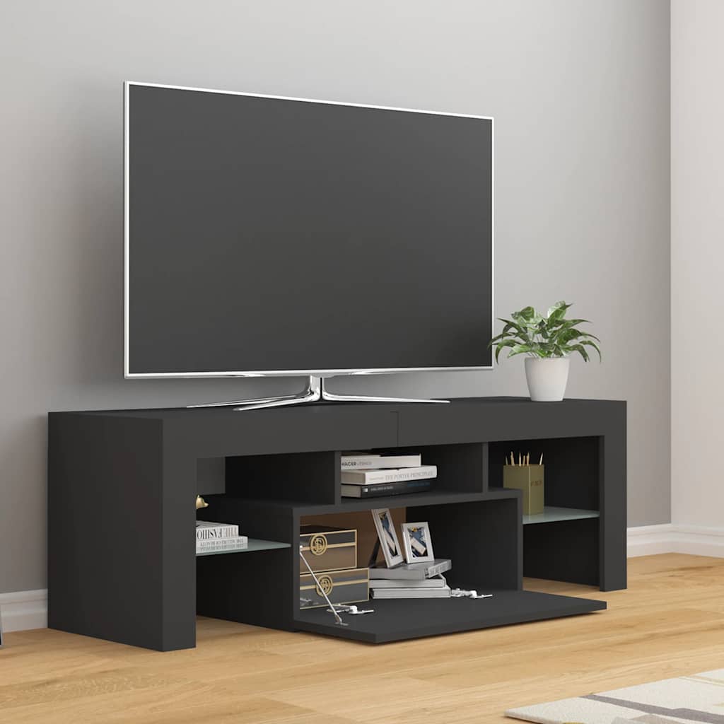 vidaXL Meuble TV avec lumières LED Gris 120x35x40 cm