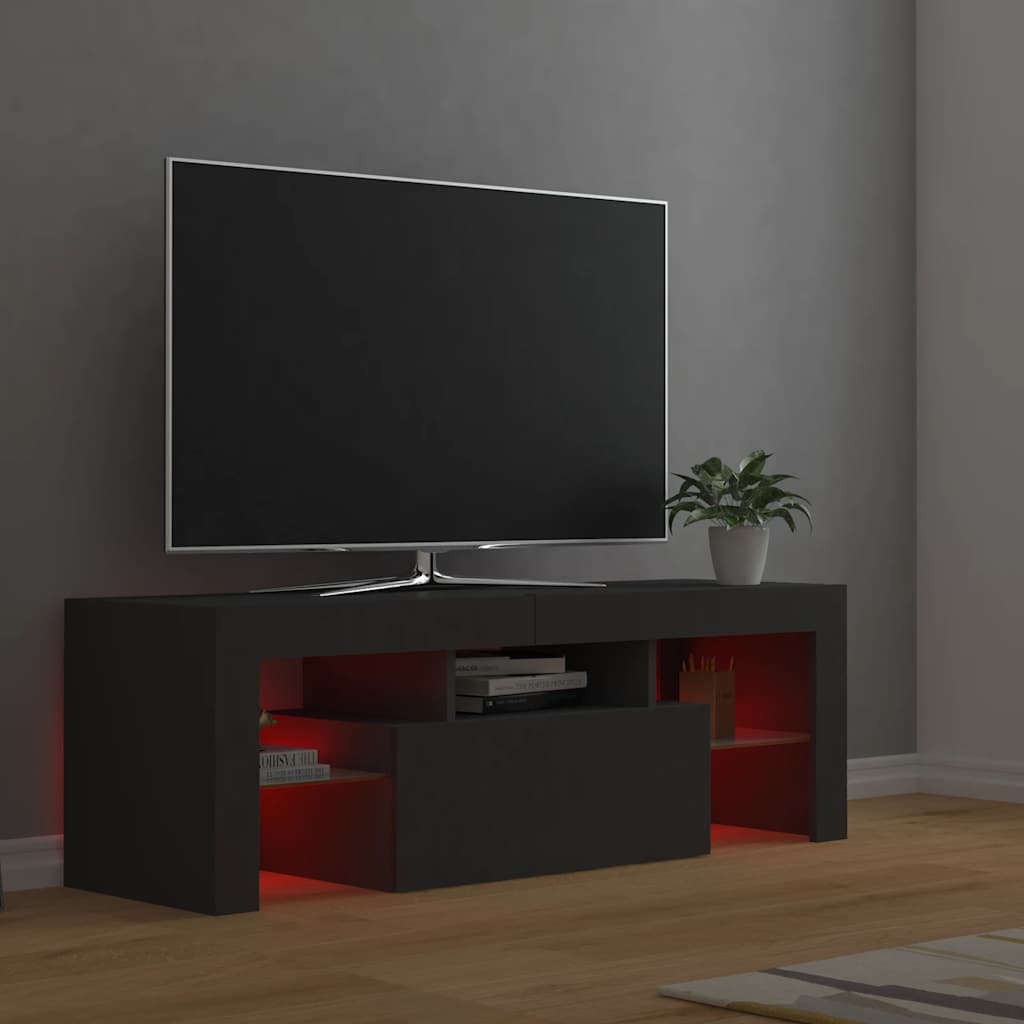vidaXL Meuble TV avec lumières LED Gris 120x35x40 cm