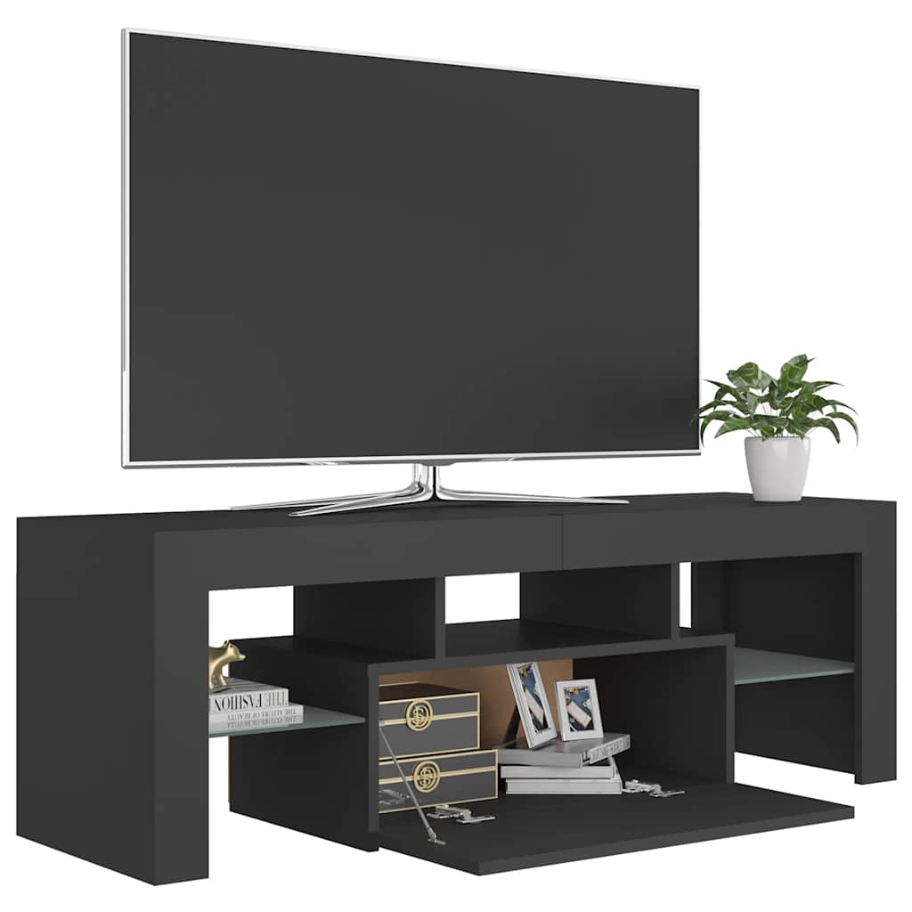 vidaXL Meuble TV avec lumières LED Gris 120x35x40 cm