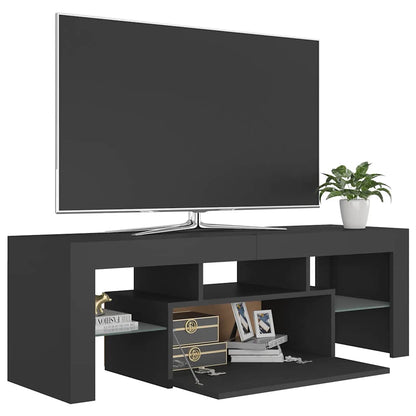 vidaXL Meuble TV avec lumières LED Gris 120x35x40 cm