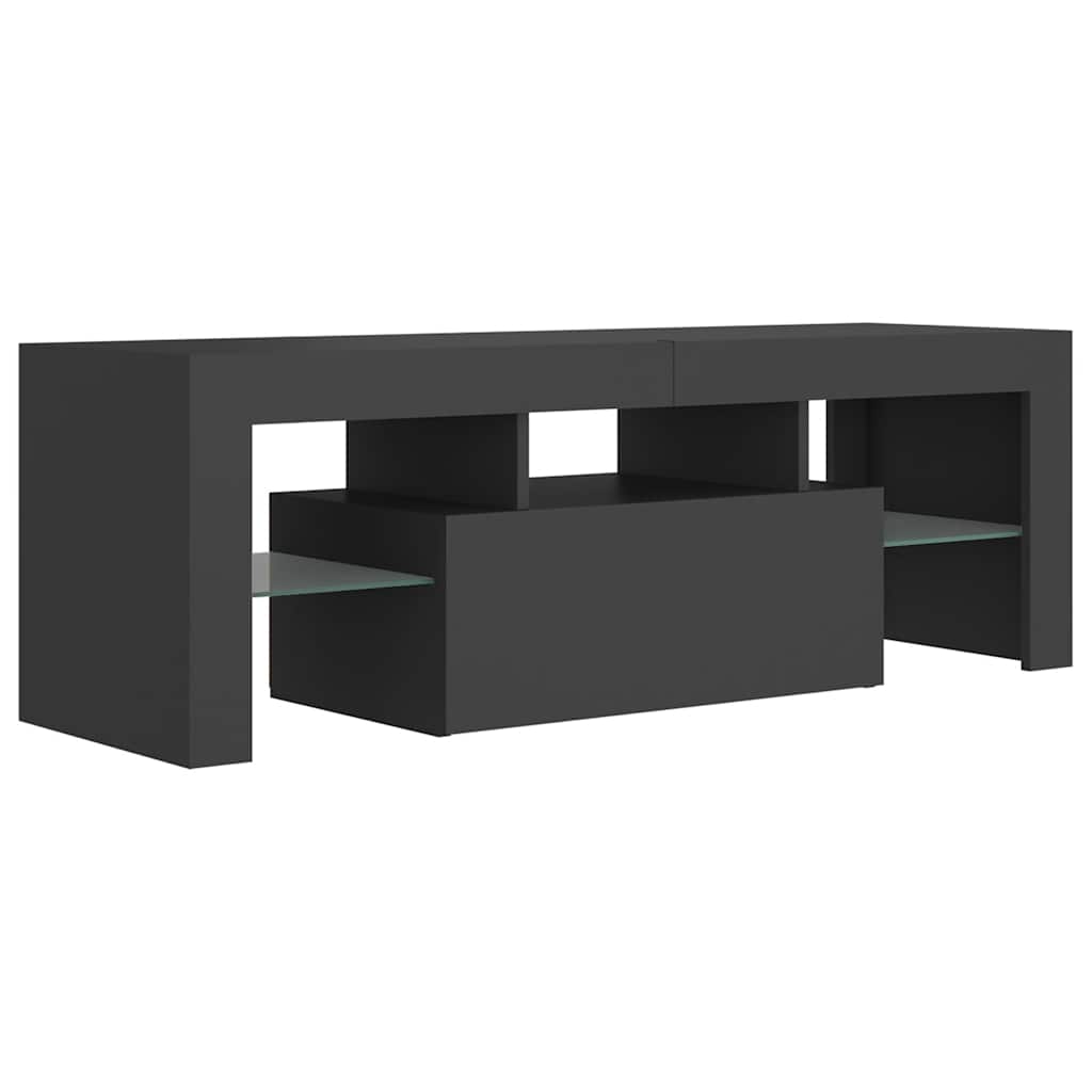 vidaXL Meuble TV avec lumières LED Gris 120x35x40 cm