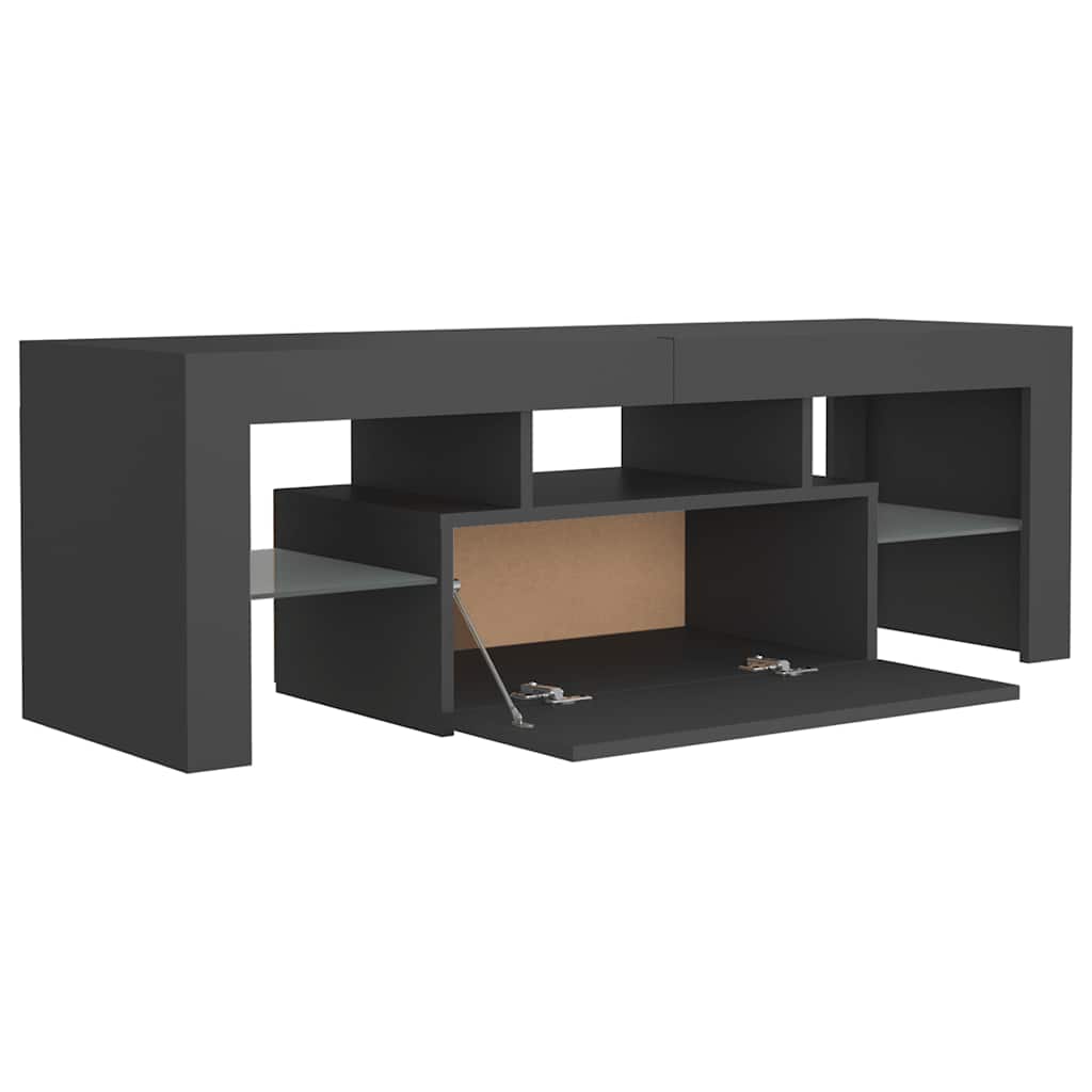 vidaXL Meuble TV avec lumières LED Gris 120x35x40 cm