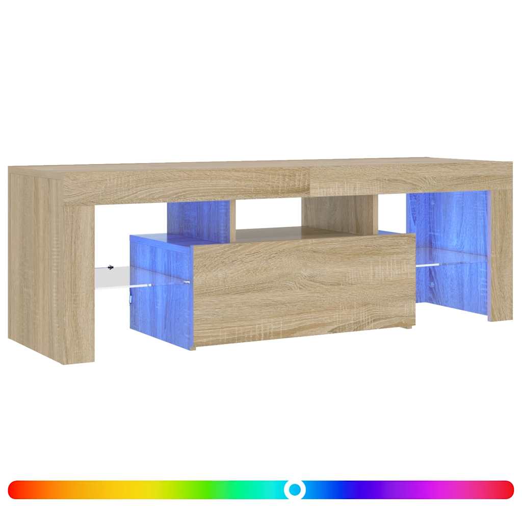 vidaXL Meuble TV avec lumières LED chêne Sonoma 120x35x40 cm
