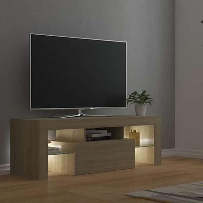 vidaXL Meuble TV avec lumières LED chêne Sonoma 120x35x40 cm